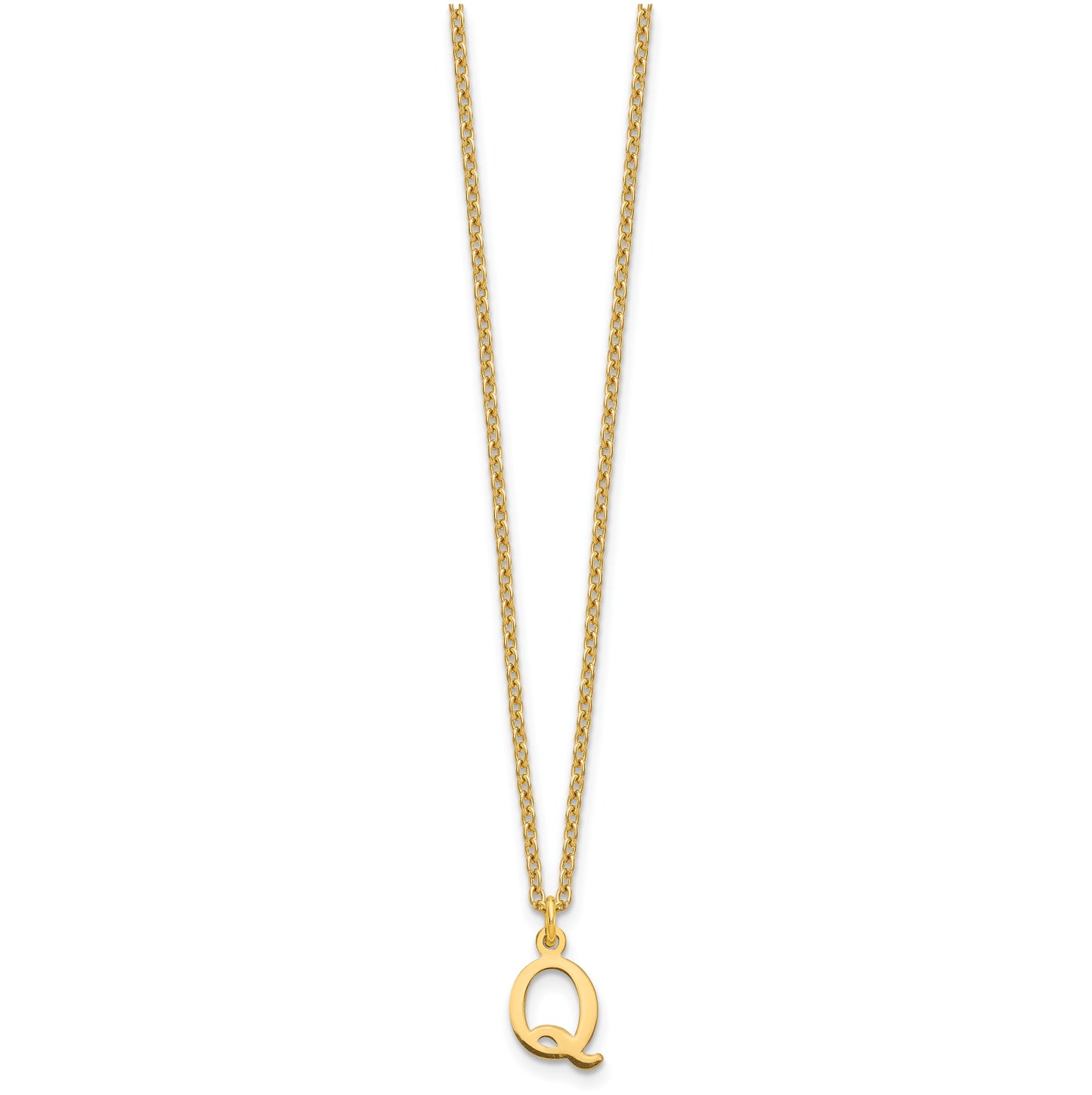 Sterling Silver Gold plated Cutout Letter Q Initial Necklace