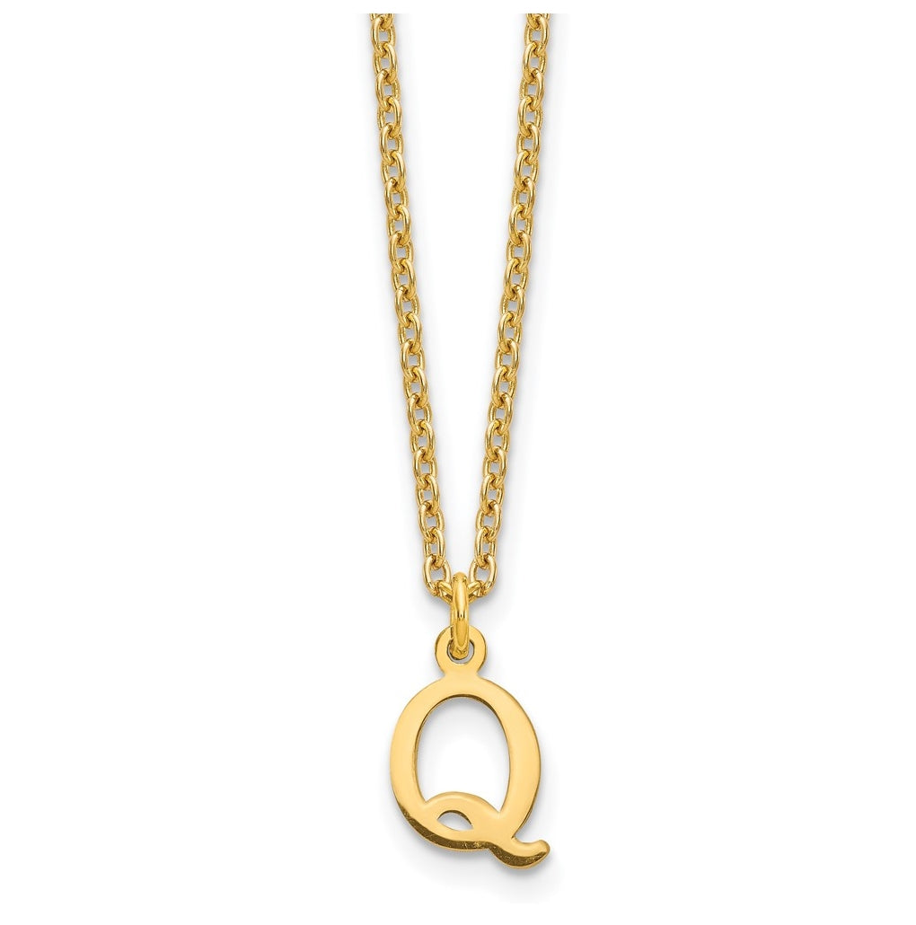 Sterling Silver Gold plated Cutout Letter Q Initial Necklace
