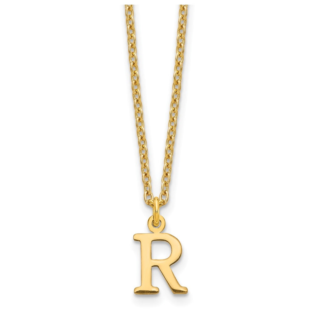 Sterling Silver Gold plated Cutout Letter R Initial Necklace