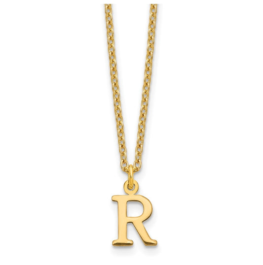 Sterling Silver Gold plated Cutout Letter R Initial Necklace