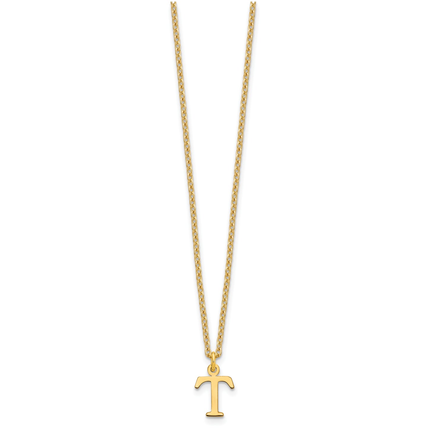 Sterling Silver Gold plated Cutout Letter T Initial Necklace