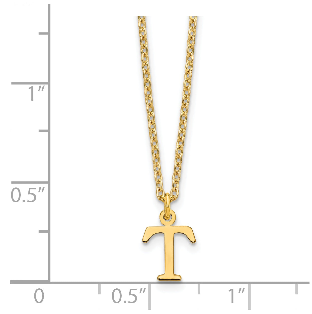 Sterling Silver Gold plated Cutout Letter T Initial Necklace