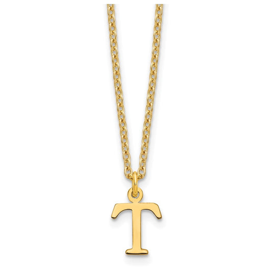 Sterling Silver Gold plated Cutout Letter T Initial Necklace