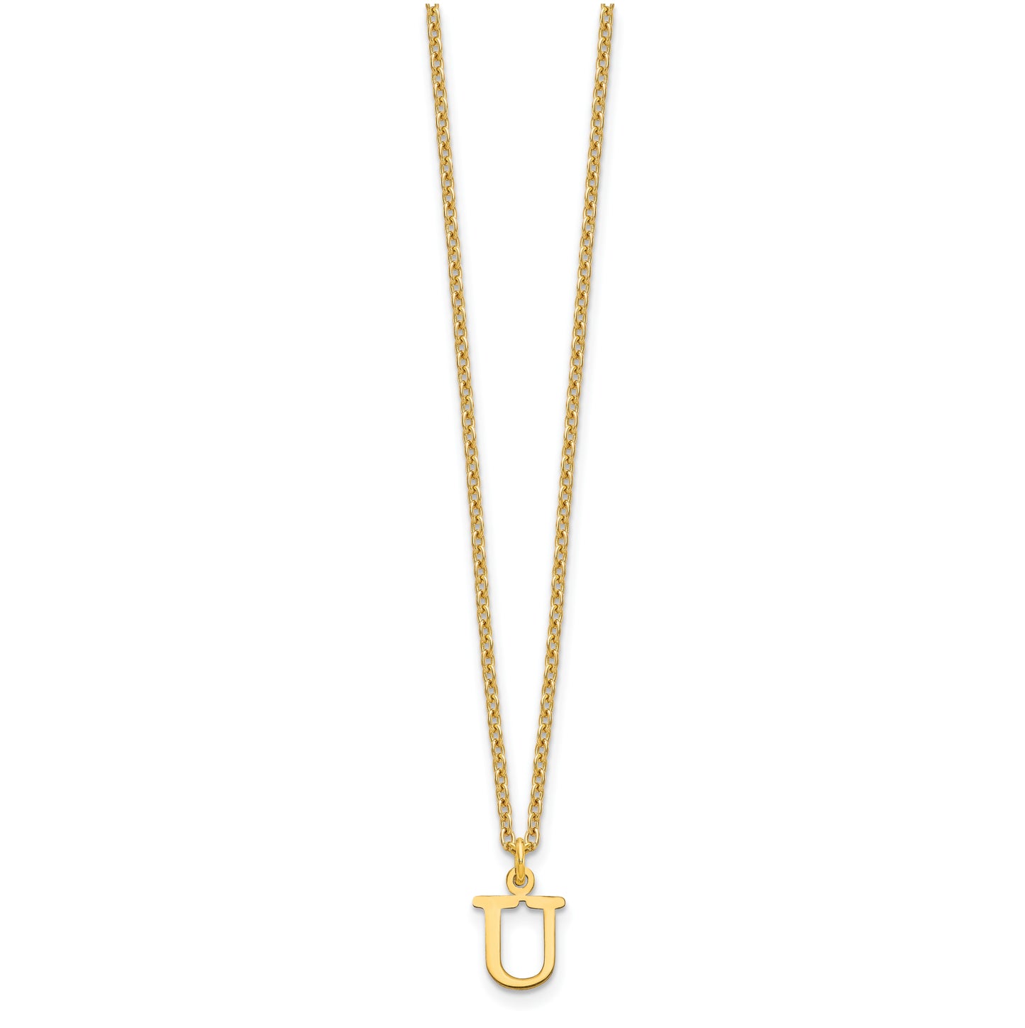Sterling Silver Gold plated Cutout Letter U Initial Necklace