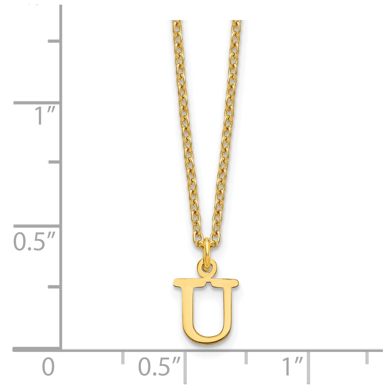 Sterling Silver Gold plated Cutout Letter U Initial Necklace