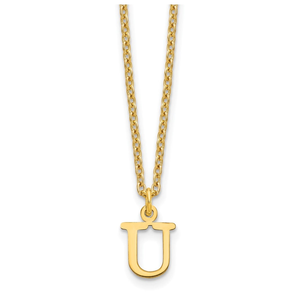 Sterling Silver Gold plated Cutout Letter U Initial Necklace