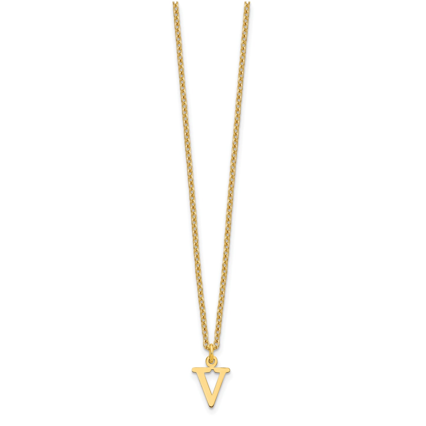Sterling Silver Gold plated Cutout Letter V Initial Necklace