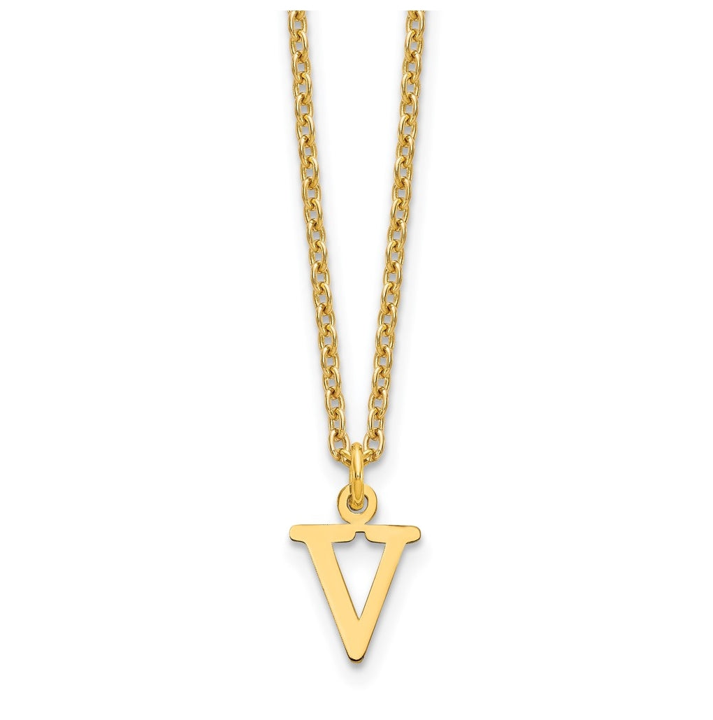 Sterling Silver Gold plated Cutout Letter V Initial Necklace