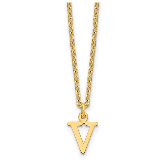 Sterling Silver Gold plated Cutout Letter V Initial Necklace