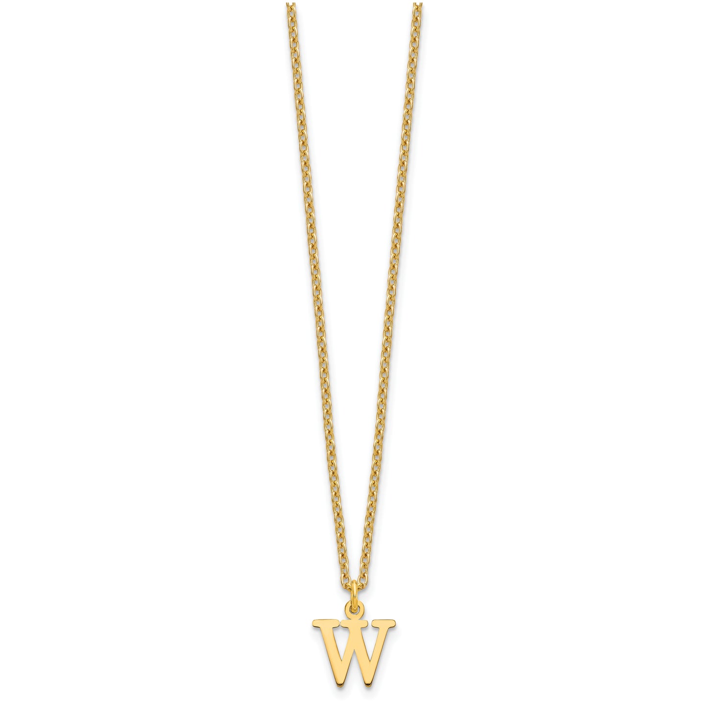 Sterling Silver Gold plated Cutout Letter W Initial Necklace