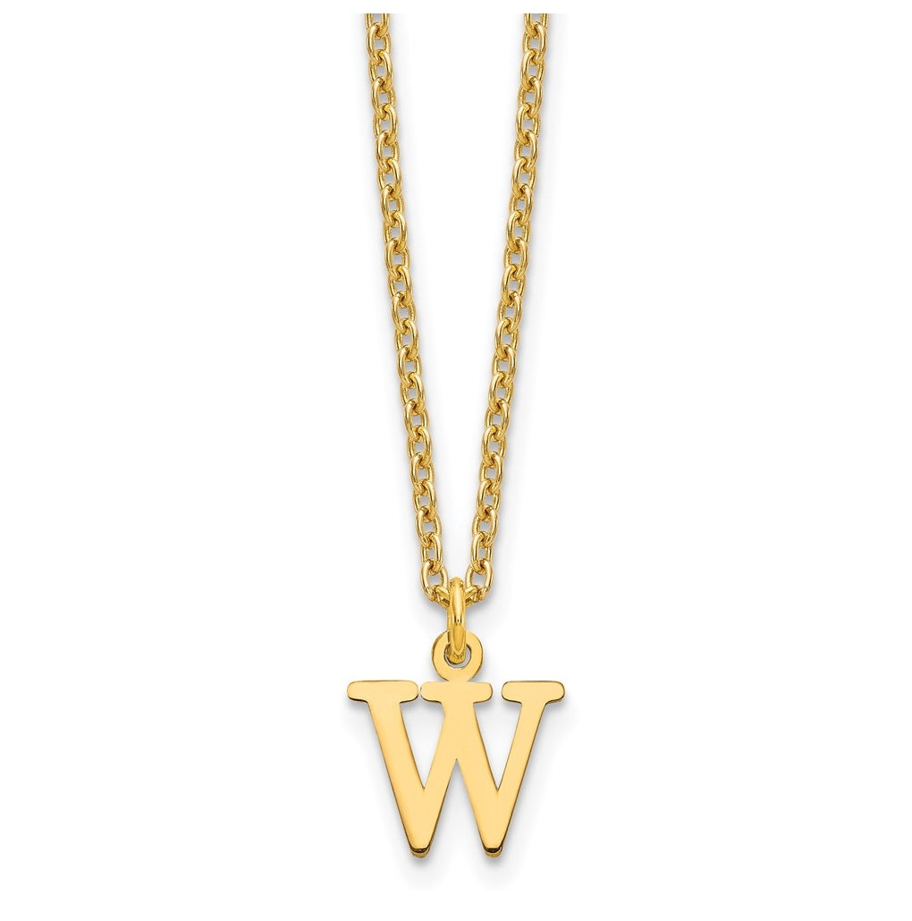 Sterling Silver Gold plated Cutout Letter W Initial Necklace