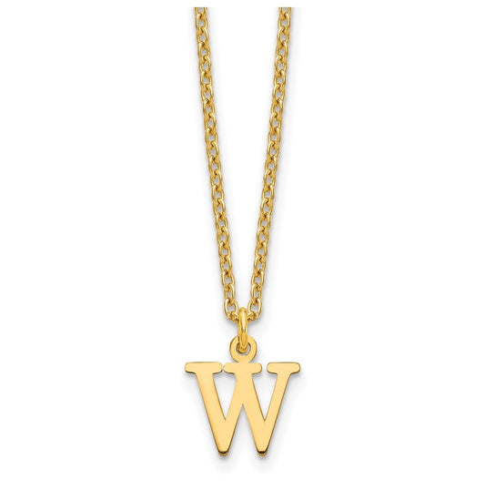 Sterling Silver Gold plated Cutout Letter W Initial Necklace