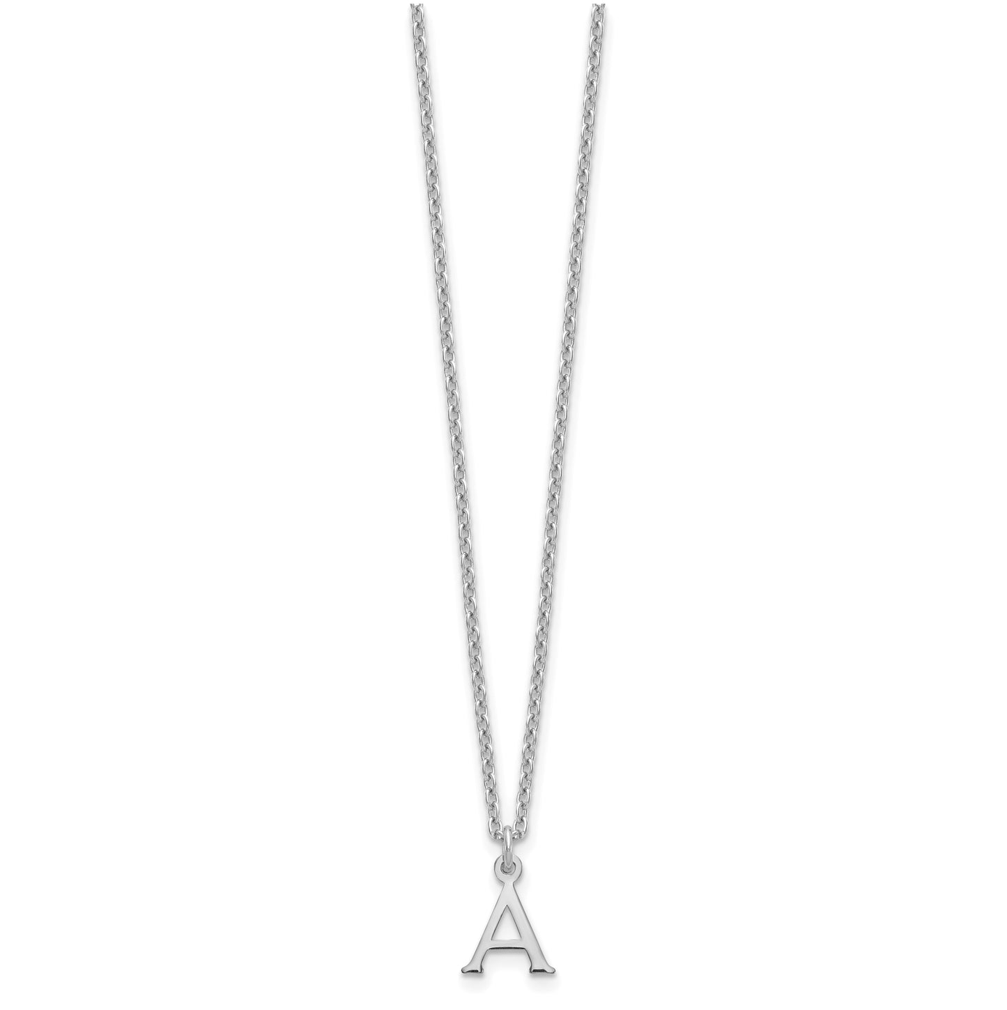 Sterling Silver Rhodium plated Cutout Letter A Initial Necklace