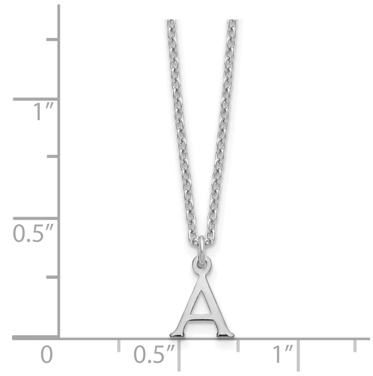Sterling Silver Rhodium plated Cutout Letter A Initial Necklace