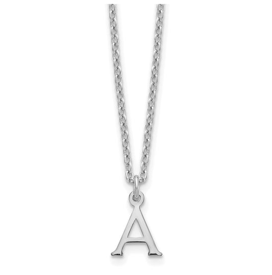 Sterling Silver Rhodium plated Cutout Letter A Initial Necklace