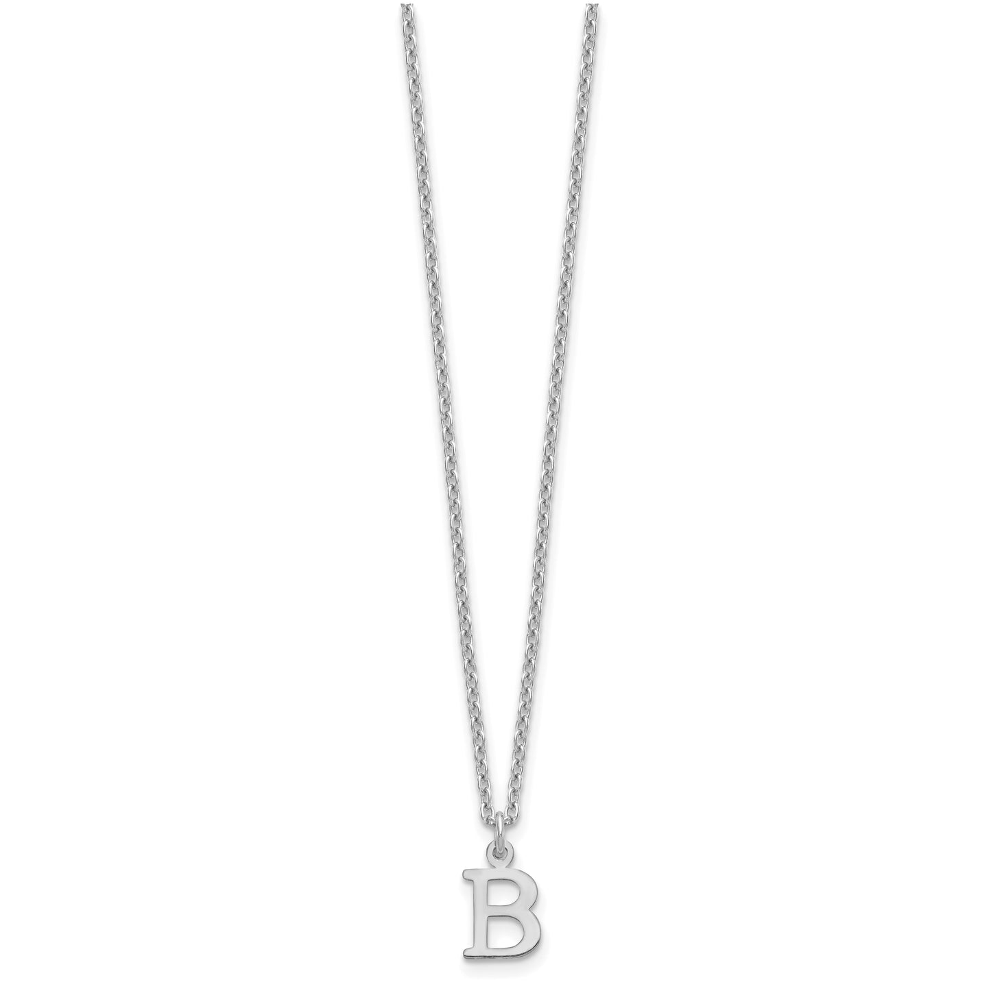 Sterling Silver Rhodium plated Cutout Letter B Initial Necklace