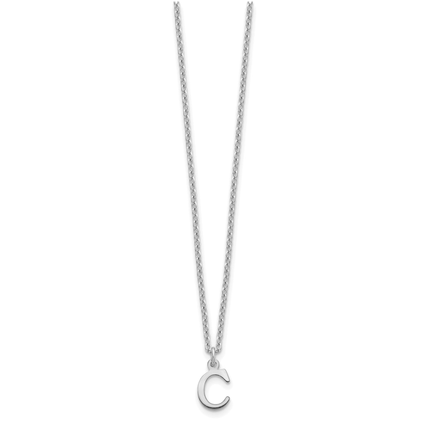 Sterling Silver Rhodium plated Cutout Letter C Initial Necklace