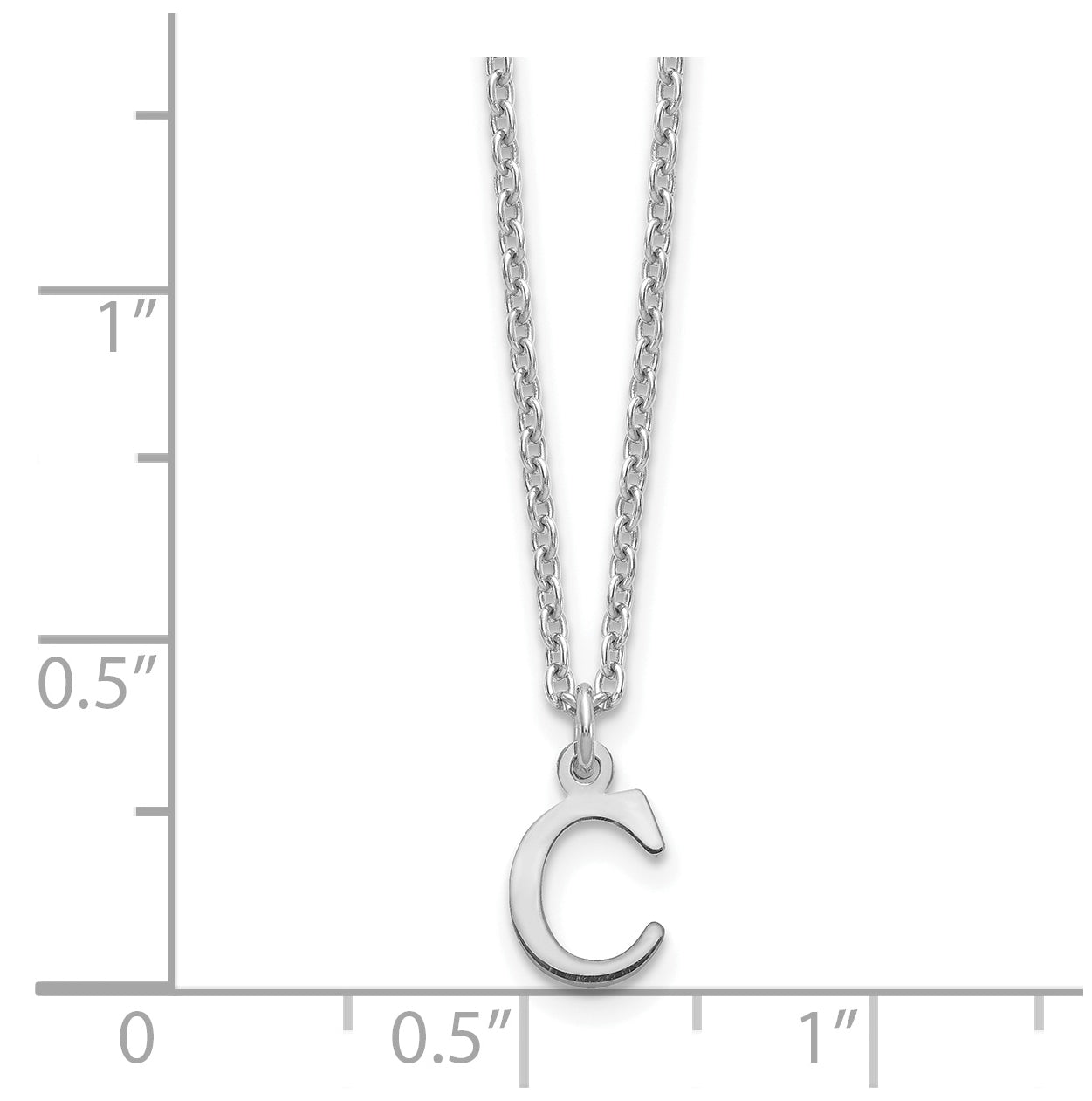 Sterling Silver Rhodium plated Cutout Letter C Initial Necklace