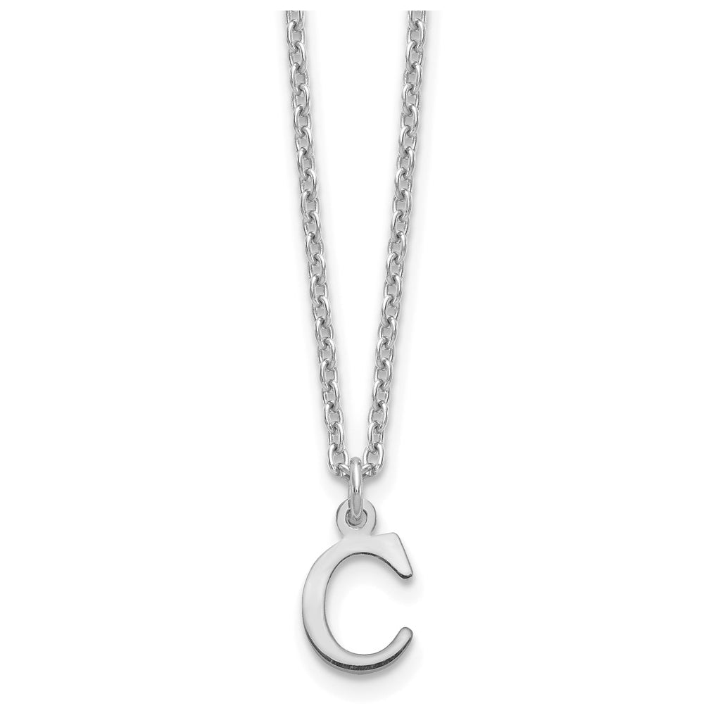 Sterling Silver Rhodium plated Cutout Letter C Initial Necklace