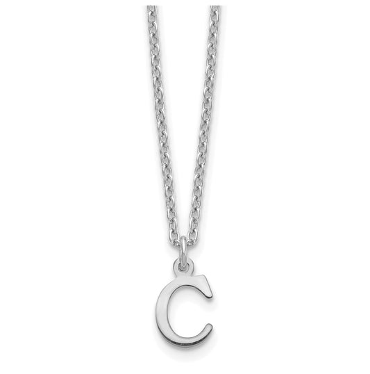Sterling Silver Rhodium plated Cutout Letter C Initial Necklace