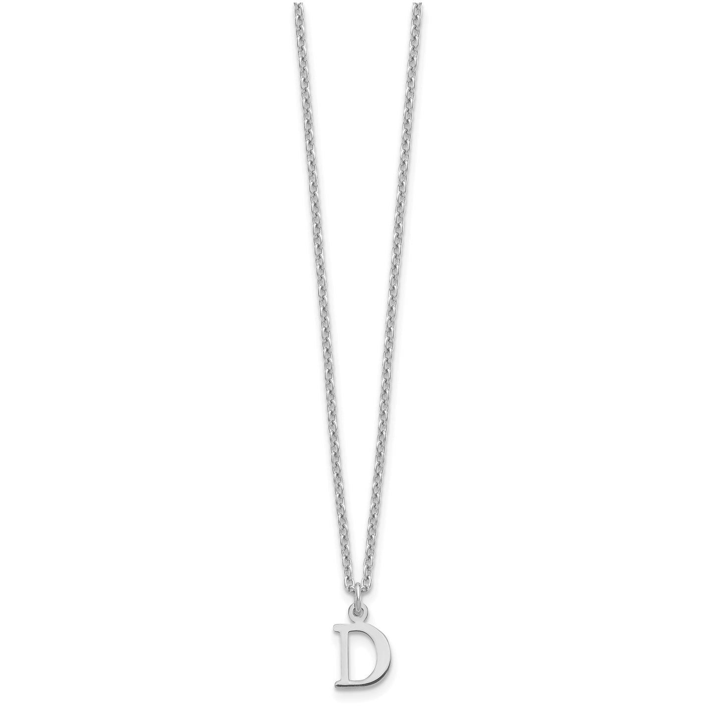 Sterling Silver Rhodium plated Cutout Letter D Initial Necklace