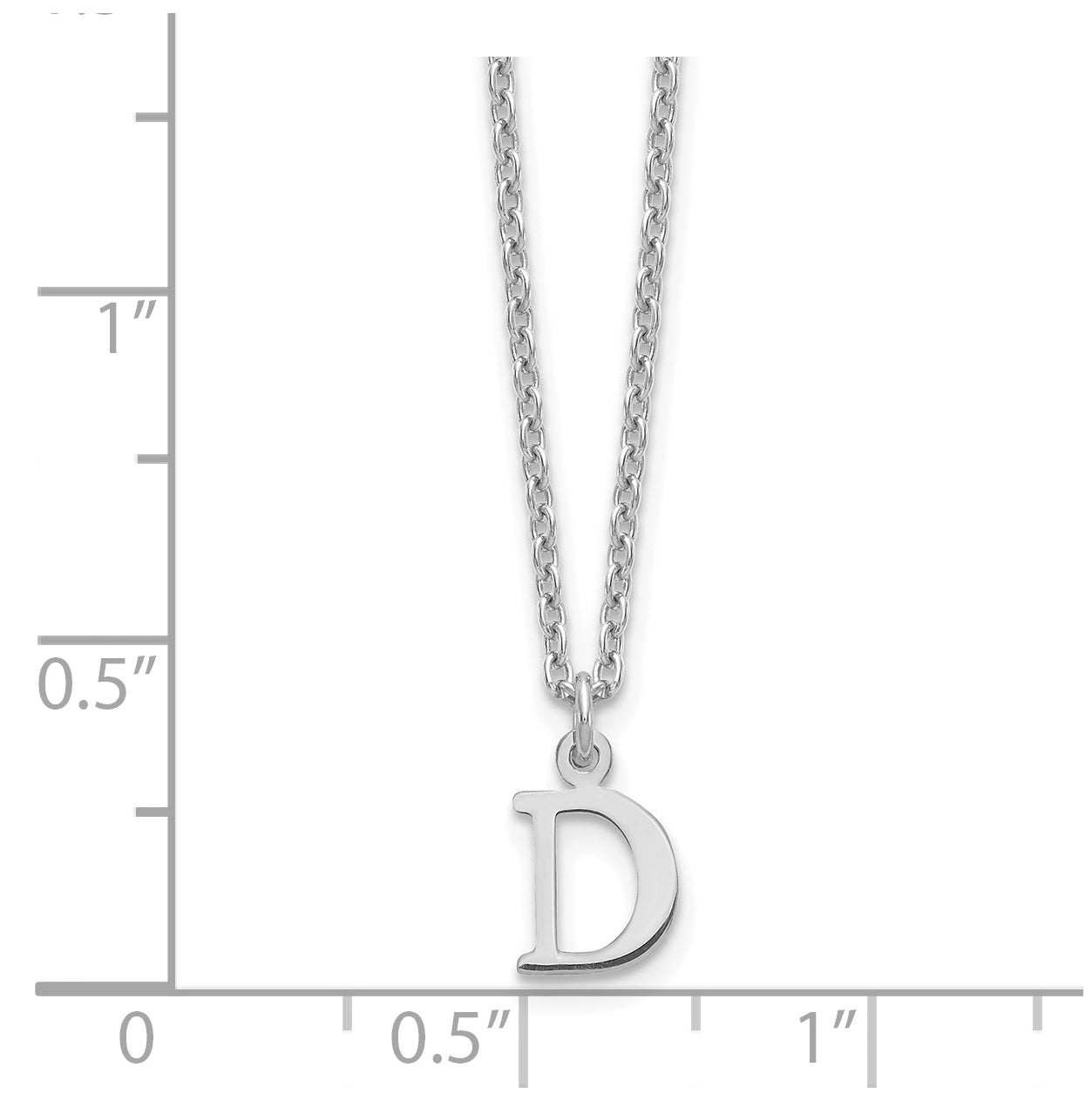 Sterling Silver Rhodium plated Cutout Letter D Initial Necklace