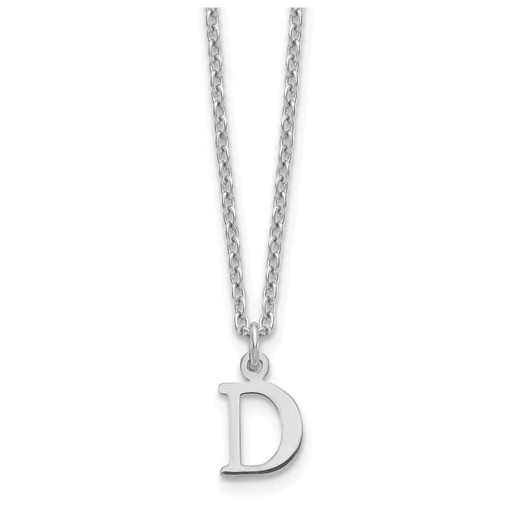Sterling Silver Rhodium plated Cutout Letter D Initial Necklace