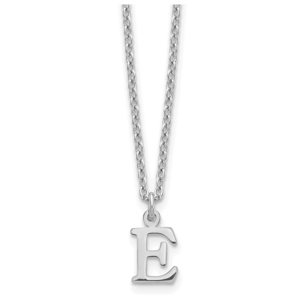 Sterling Silver Rhodium plated Cutout Letter E Initial Necklace