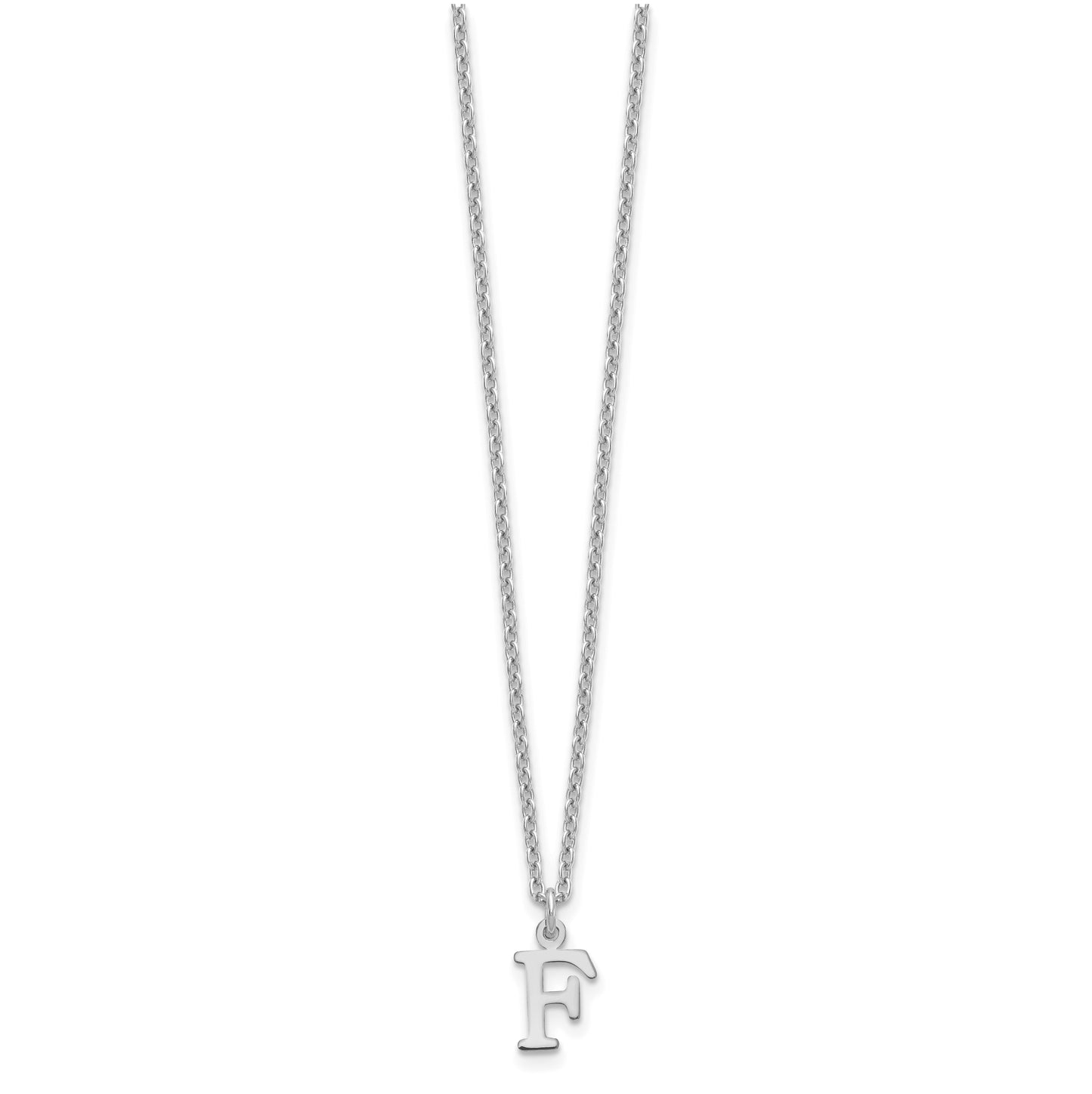 Sterling Silver Rhodium plated Cutout Letter F Initial Necklace