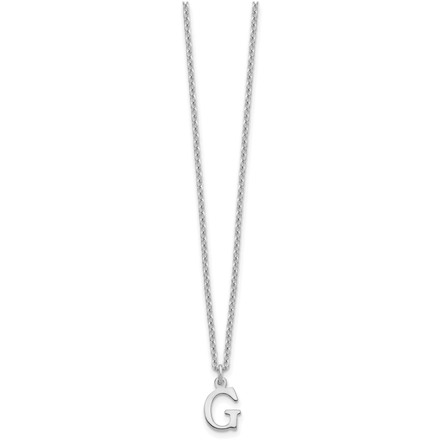 Sterling Silver Rhodium plated Cutout Letter G Initial Necklace