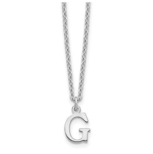 Sterling Silver Rhodium plated Cutout Letter G Initial Necklace
