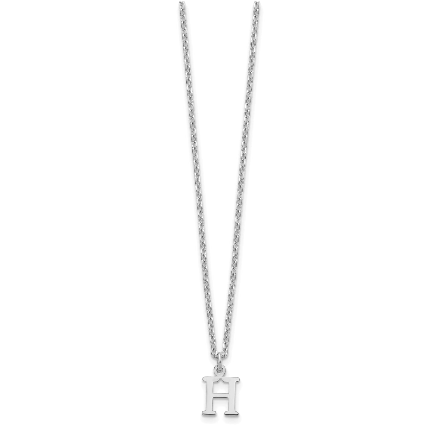 Sterling Silver Rhodium plated Cutout Letter H Initial Necklace