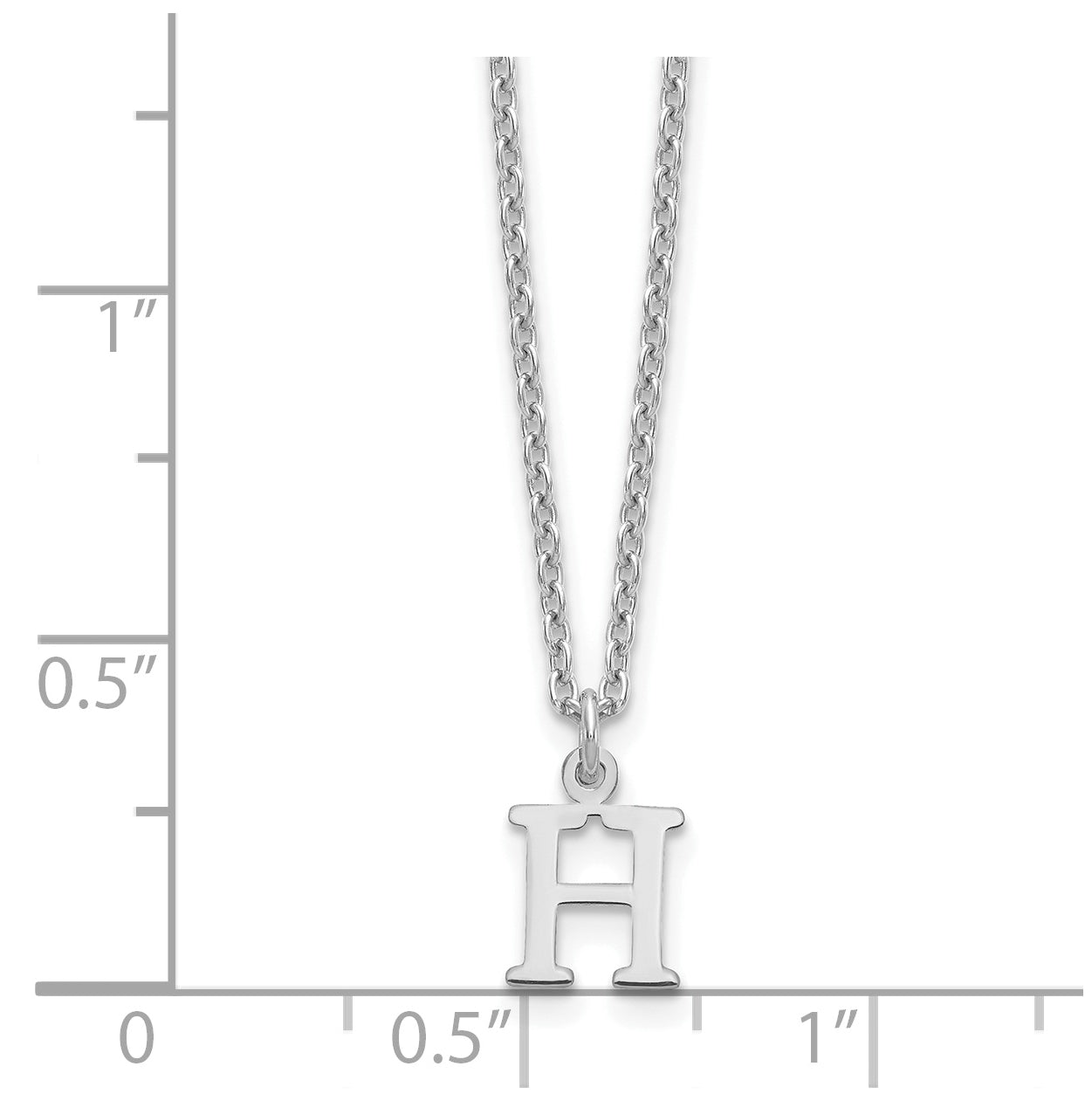 Sterling Silver Rhodium plated Cutout Letter H Initial Necklace