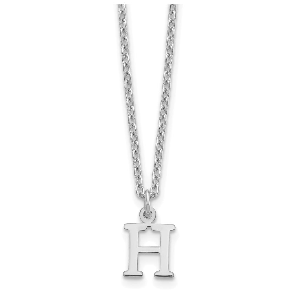 Sterling Silver Rhodium plated Cutout Letter H Initial Necklace