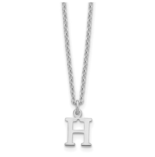 Sterling Silver Rhodium plated Cutout Letter H Initial Necklace