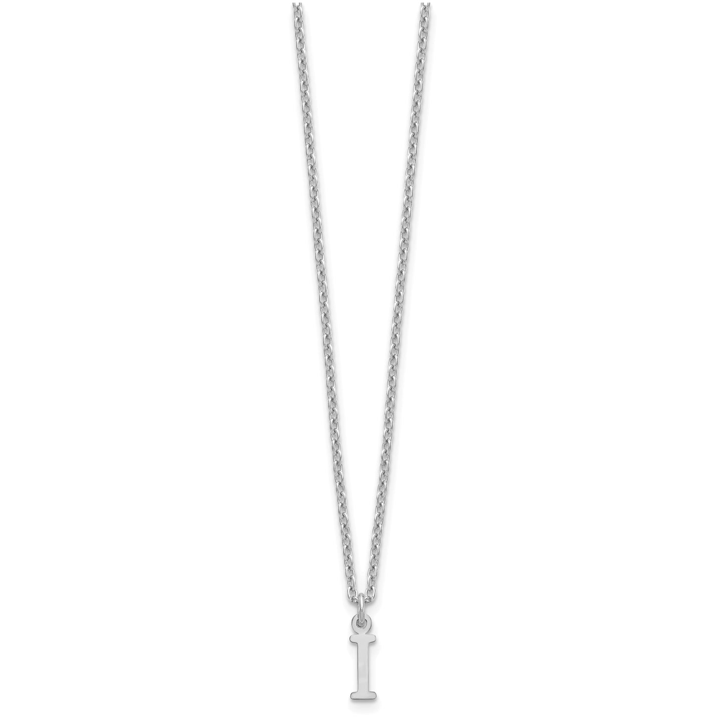Sterling Silver Rhodium plated Cutout Letter I Initial Necklace