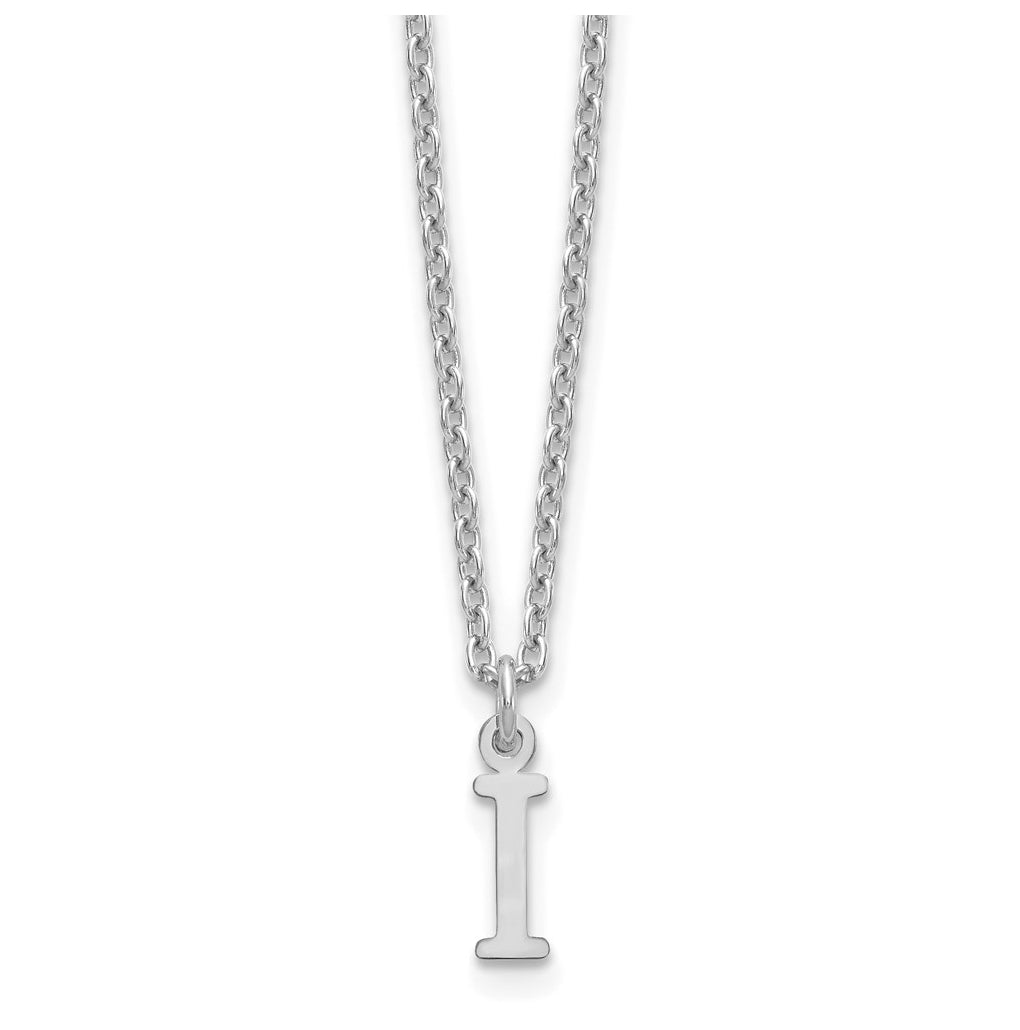 Sterling Silver Rhodium plated Cutout Letter I Initial Necklace