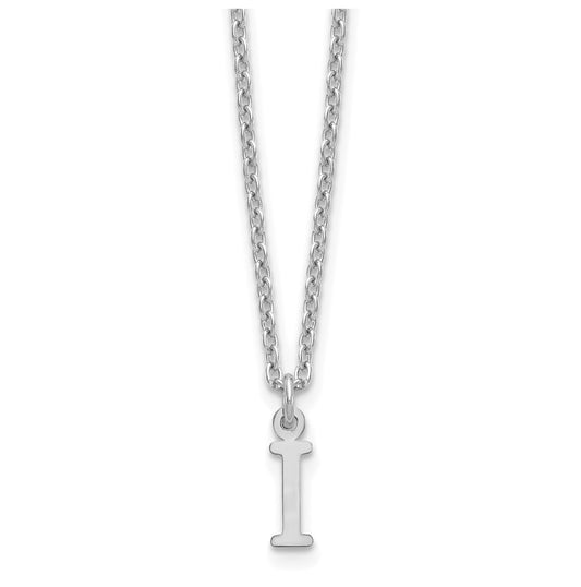 Sterling Silver Rhodium plated Cutout Letter I Initial Necklace