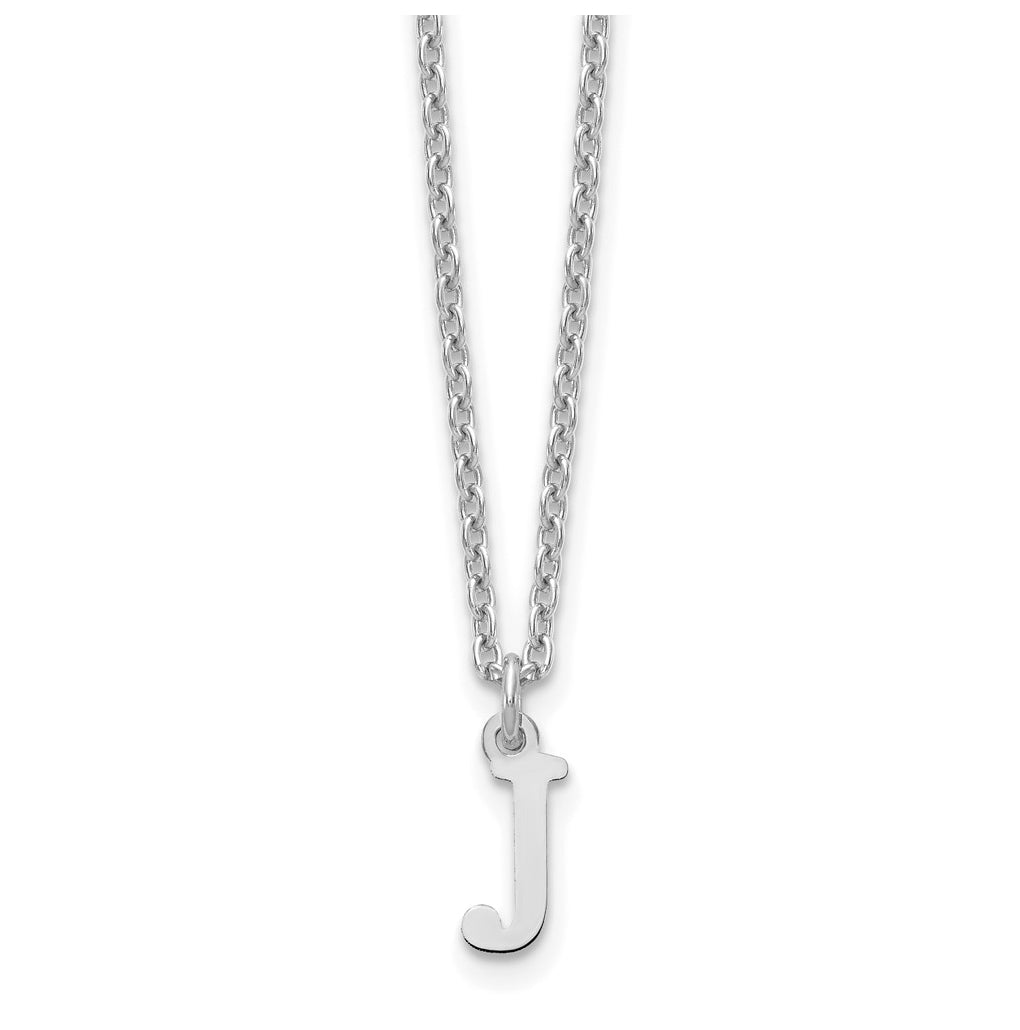 Sterling Silver Rhodium plated Cutout Letter J Initial Necklace
