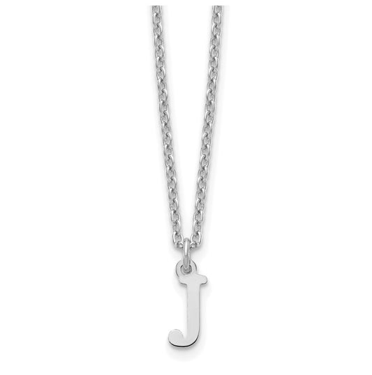 Sterling Silver Rhodium plated Cutout Letter J Initial Necklace