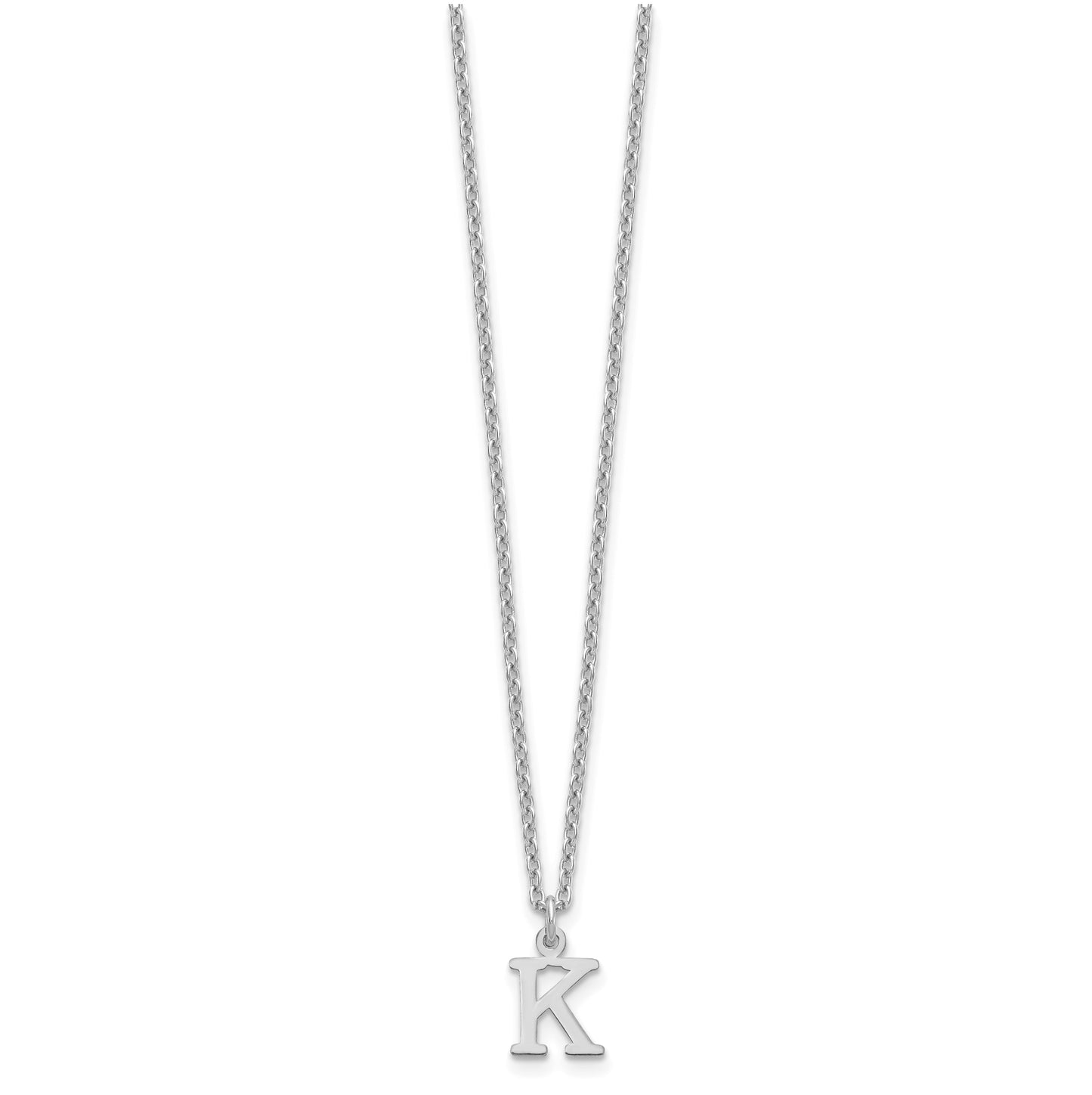 Sterling Silver Rhodium plated Cutout Letter K Initial Necklace