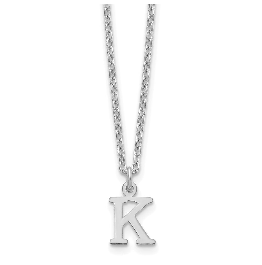 Sterling Silver Rhodium plated Cutout Letter K Initial Necklace