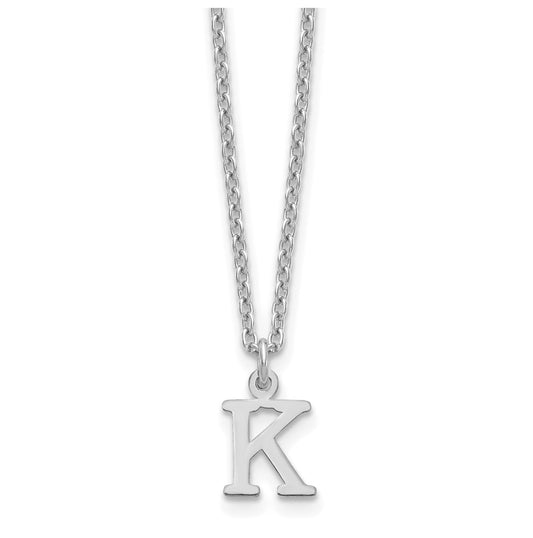 Sterling Silver Rhodium plated Cutout Letter K Initial Necklace