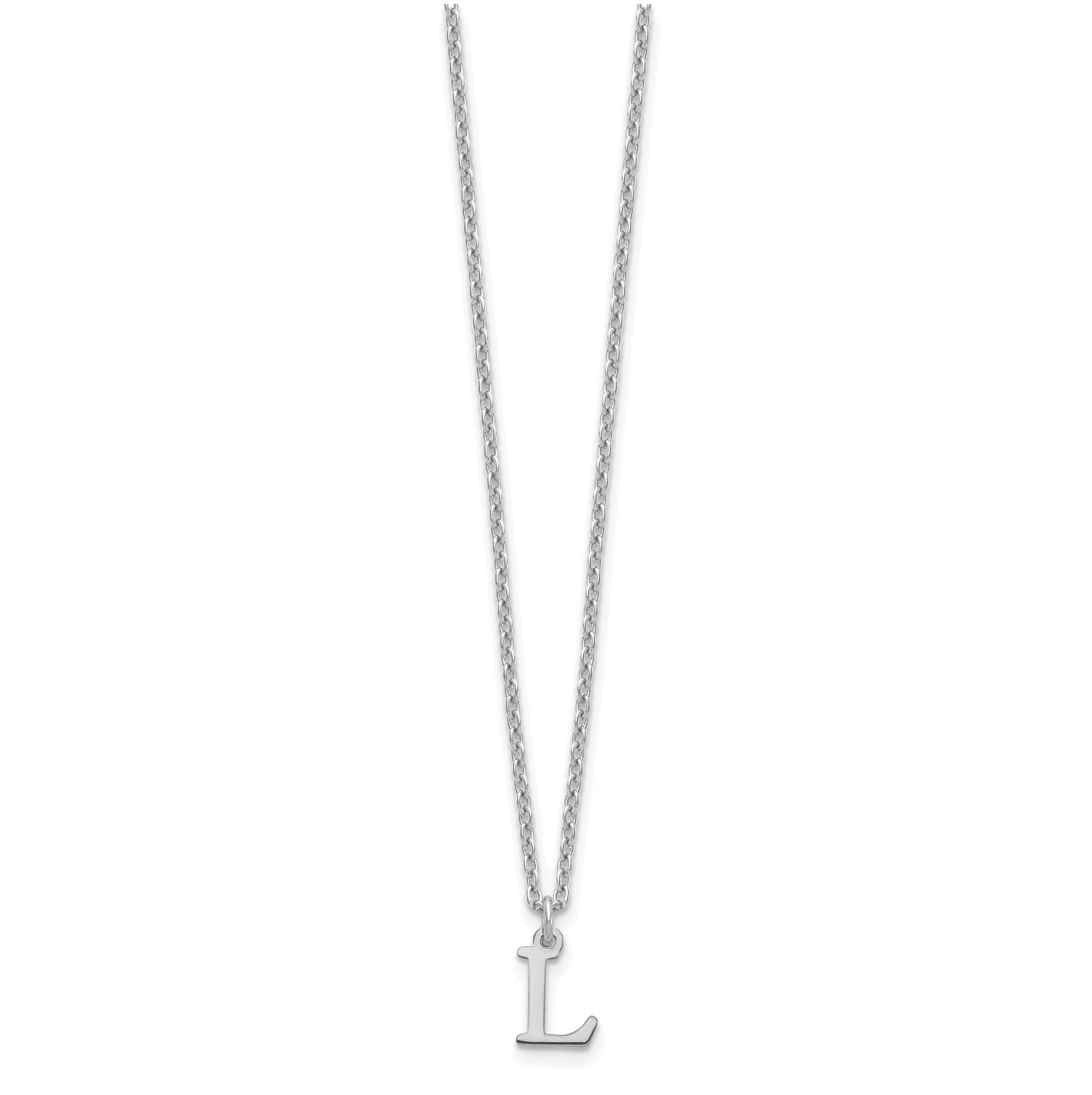 Sterling Silver Rhodium plated Cutout Letter L Initial Necklace