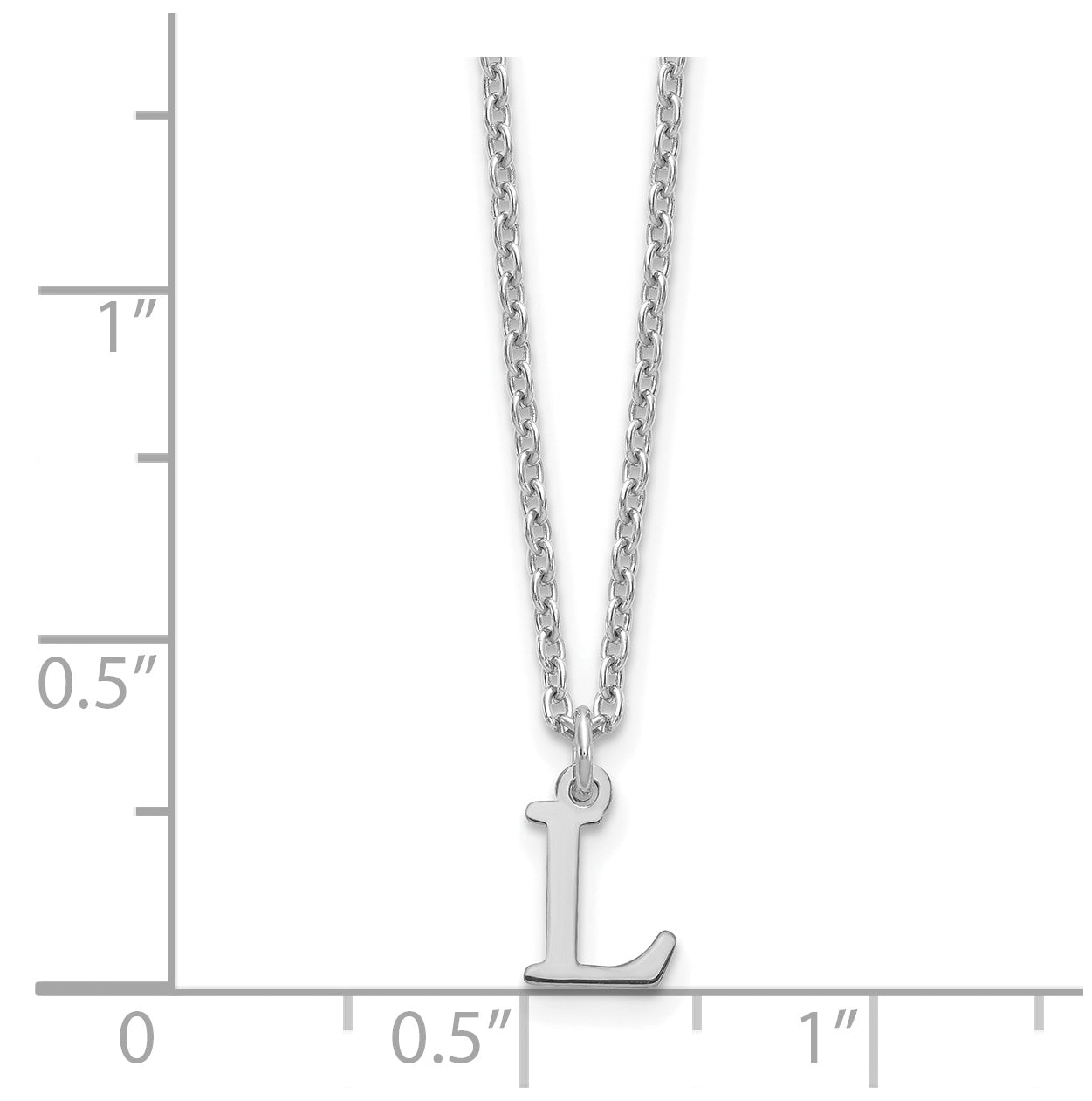 Sterling Silver Rhodium plated Cutout Letter L Initial Necklace