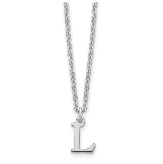 Sterling Silver Rhodium plated Cutout Letter L Initial Necklace