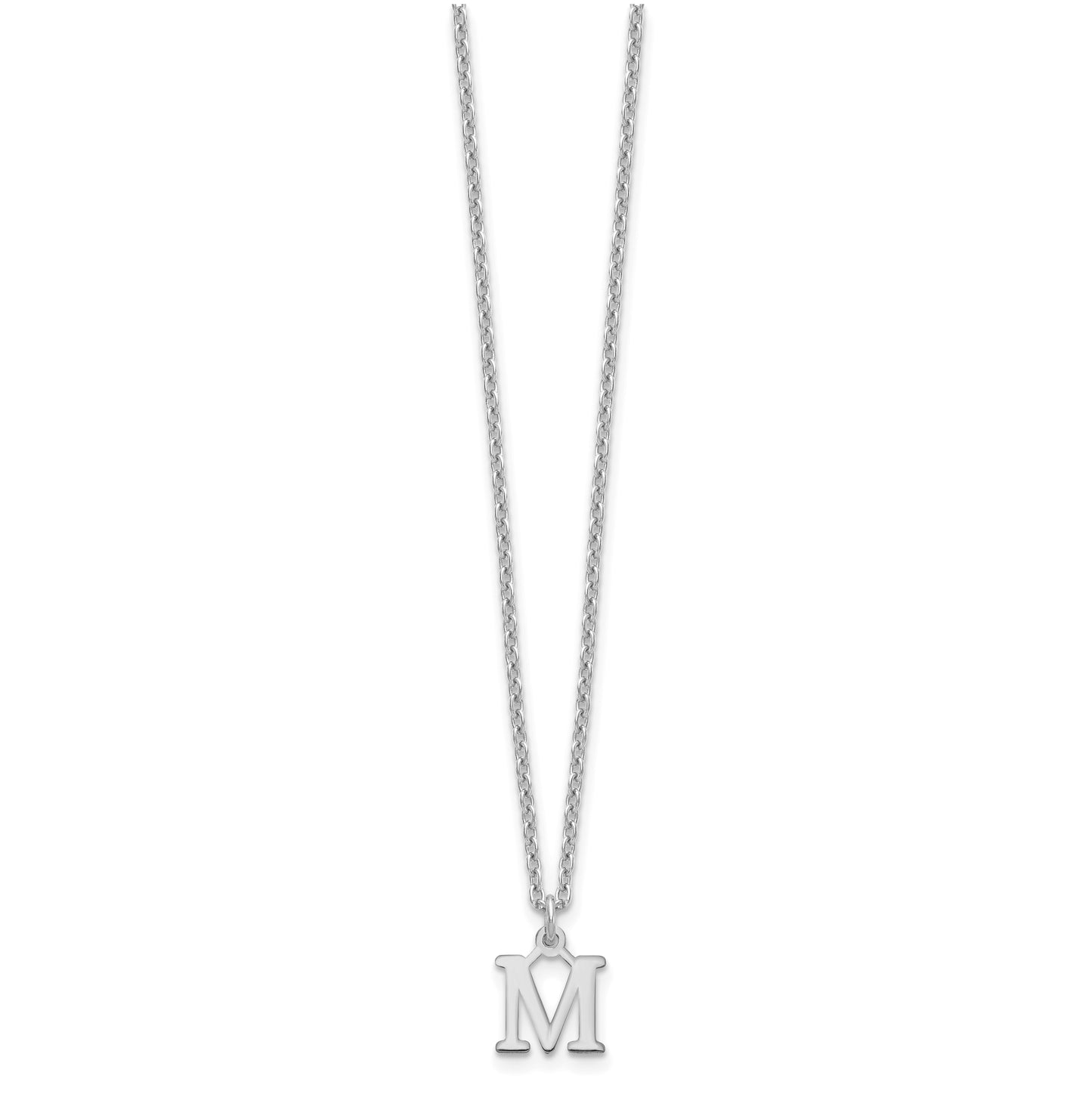 Sterling Silver Rhodium plated Cutout Letter M Initial Necklace