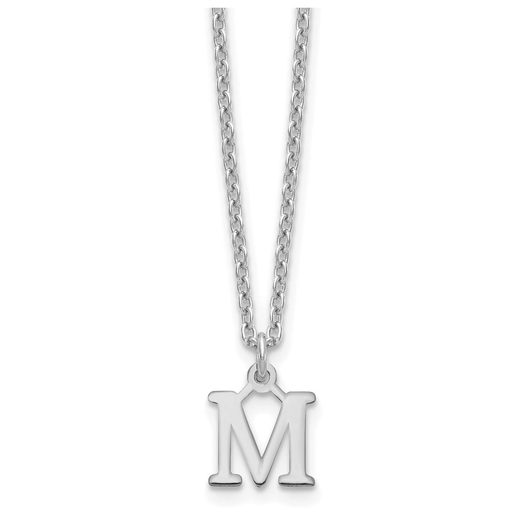 Sterling Silver Rhodium plated Cutout Letter M Initial Necklace