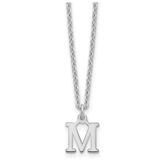 Sterling Silver Rhodium plated Cutout Letter M Initial Necklace