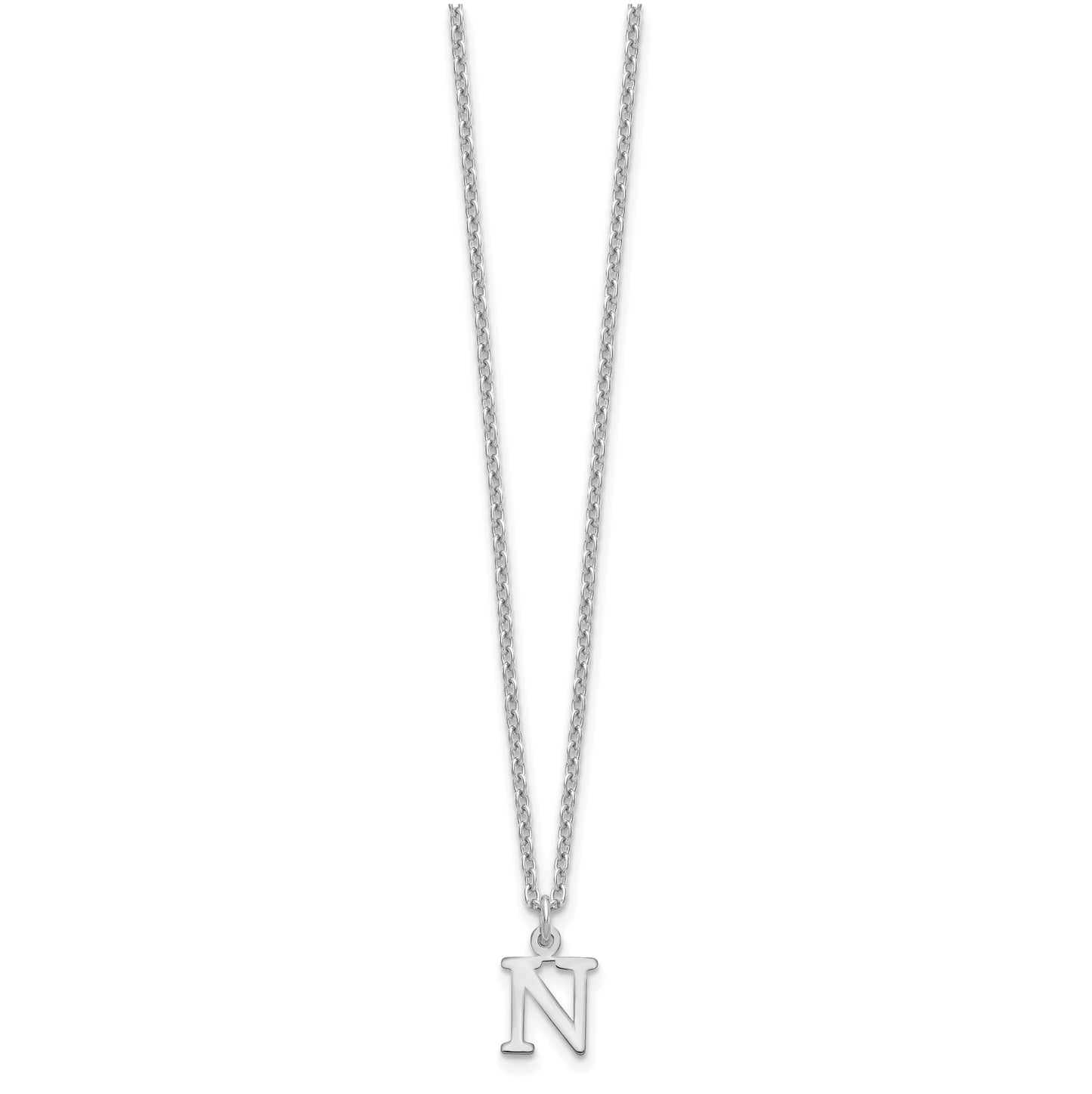 Sterling Silver Rhodium plated Cutout Letter N Initial Necklace